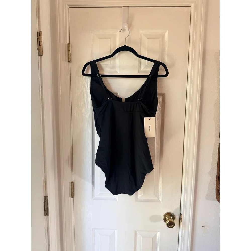 STAUD Adelaide One Piece Swimsuit Black Corset Boning S25R5103SJ New Size Medium